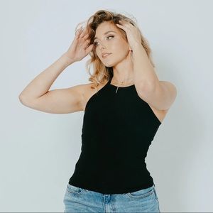 Klassy Network Black Full Length Brami Bra High Neck Tank Top Go Braless